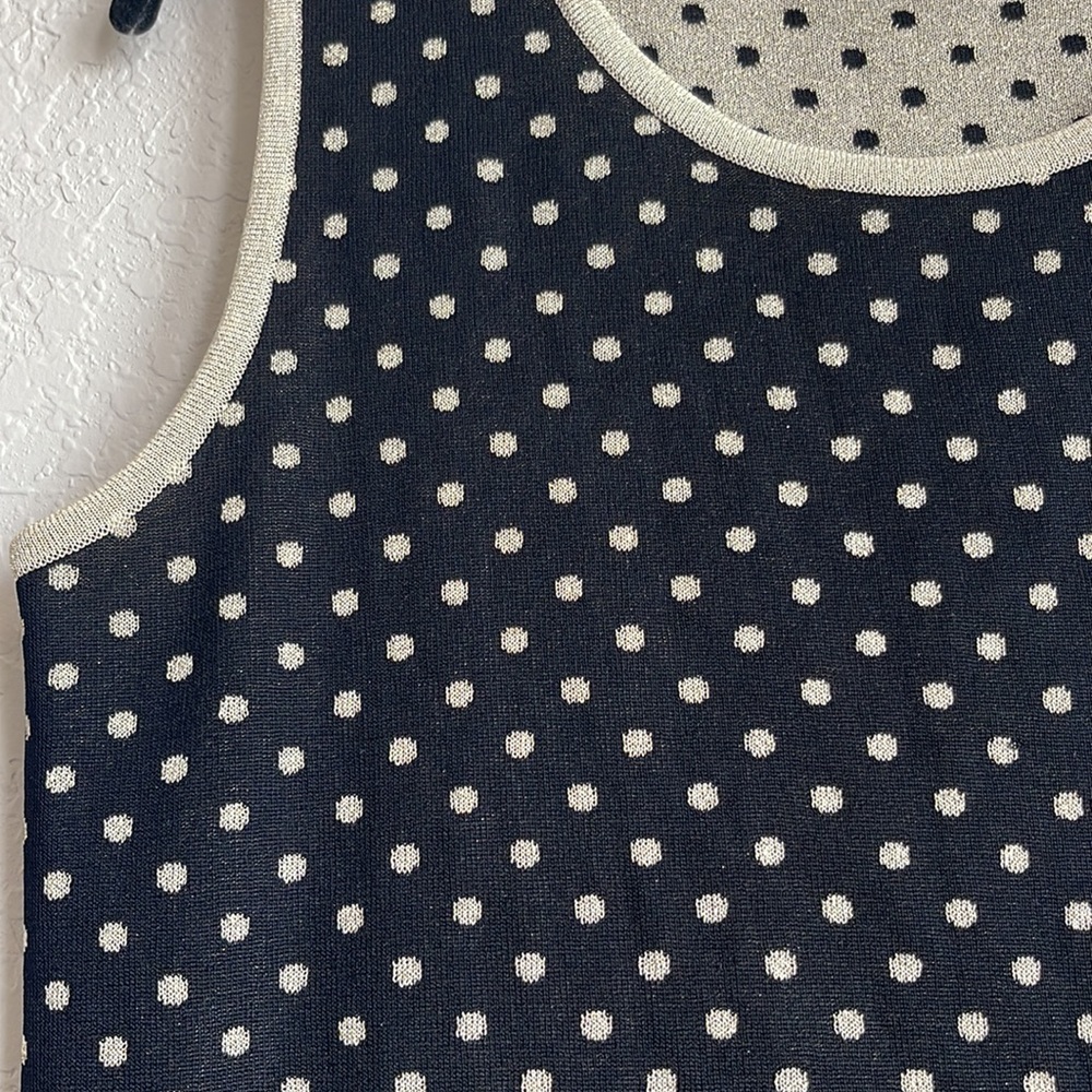 Exclusively Misook M Polka Dot Tank Top Stretch Black Gold Shell - Picture 3 of 6